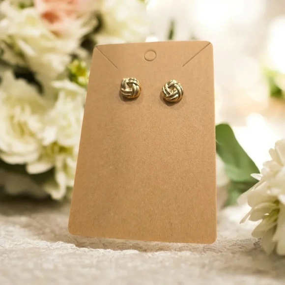 Gold Plated Knot Stud Earrings - Picture 1 of 2